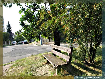 photo of a bench at a neighborhood in Praha 4, Prague