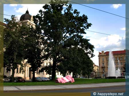 photo of pink torso of a war tank by David Cerny at Prague